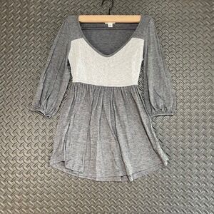 Vintage Puella Gray‎ Long Sleeve Scoop Neck Dress Made In USA Women's Size S